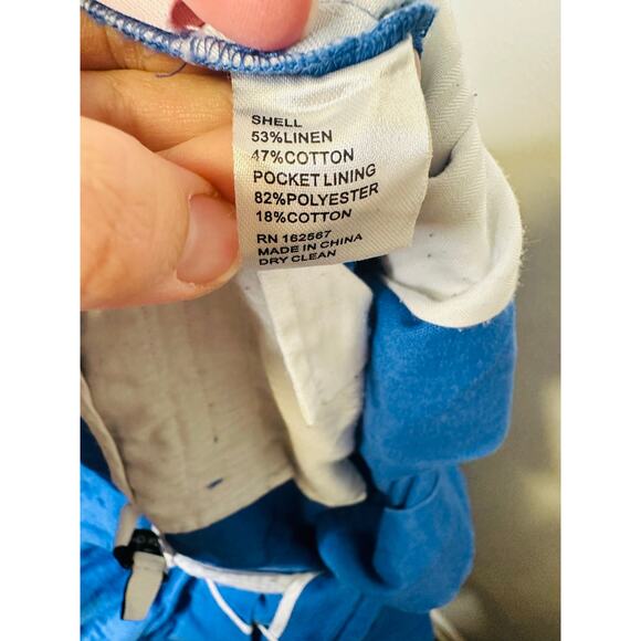 EUDON CHOI COLLECTIVE Blue Linen Blend Wide Leg Button Front Pants Size 2 - Picture 16 of 16